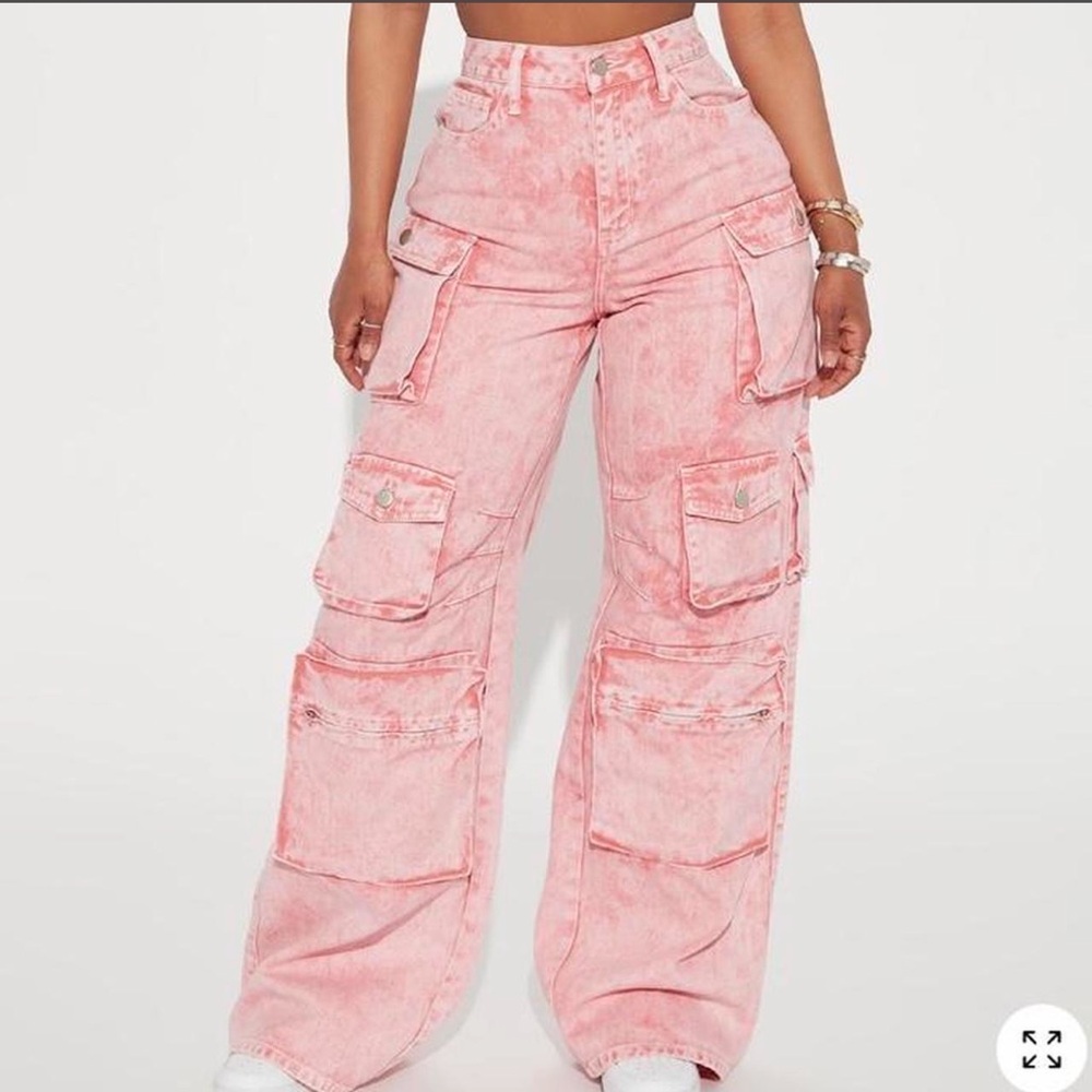 Fashion Nova Pink Cargo Jeans